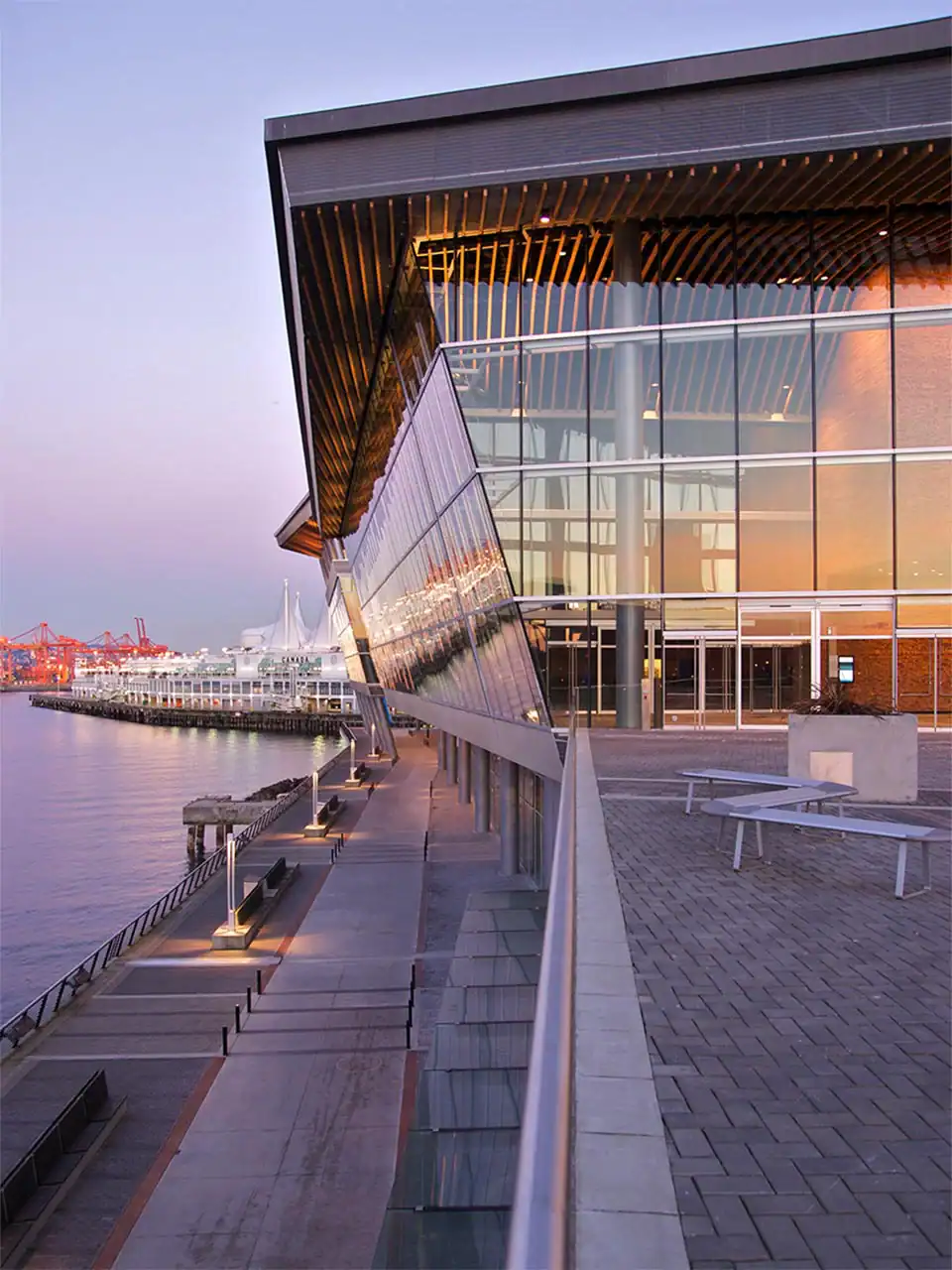 Looking at Canada Place from the Plaza Level at Burrard Landing